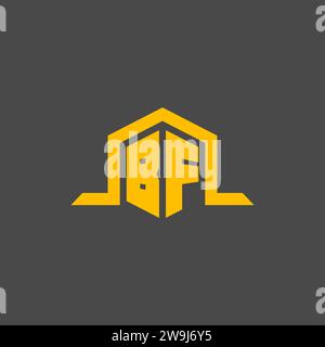 BF monogram initial logo with hexagon style design ideas Stock Vector
