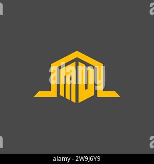 MU monogram initial logo with hexagon style design ideas Stock Vector
