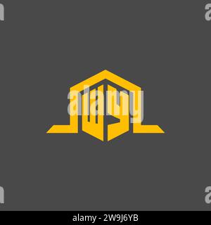 WY monogram initial logo with hexagon style design ideas Stock Vector