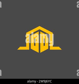 OD monogram initial logo with hexagon style design ideas Stock Vector