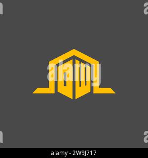 OW monogram initial logo with hexagon style design ideas Stock Vector