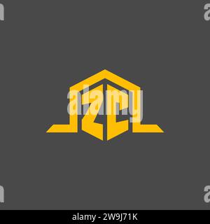 ZC monogram initial logo with hexagon style design ideas Stock Vector