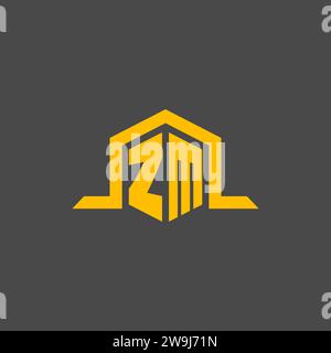 ZM monogram initial logo with hexagon style design ideas Stock Vector
