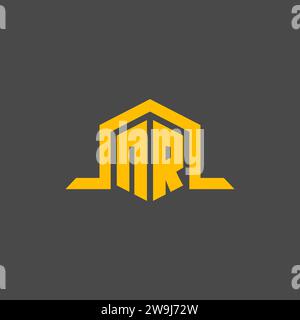 NR monogram initial logo with hexagon style design ideas Stock Vector