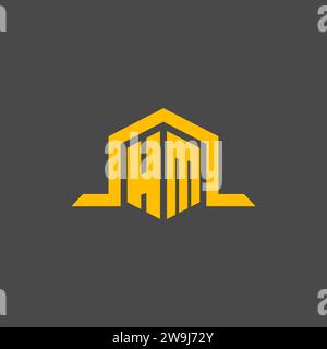 HM monogram initial logo with hexagon style design ideas Stock Vector