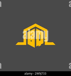 BQ monogram initial logo with hexagon style design ideas Stock Vector