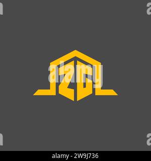ZG monogram initial logo with hexagon style design ideas Stock Vector