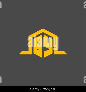 BY monogram initial logo with hexagon style design ideas Stock Vector