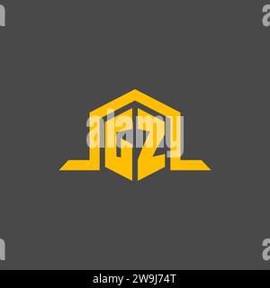GZ monogram initial logo with hexagon style design ideas Stock Vector