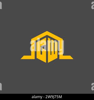 GW monogram initial logo with hexagon style design ideas Stock Vector