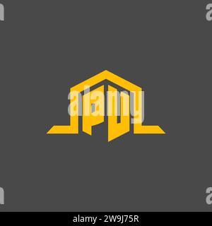 PU monogram initial logo with hexagon style design ideas Stock Vector