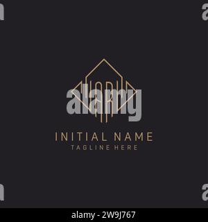 Initial AR logo square rhombus with lines, modern and elegant logo ...