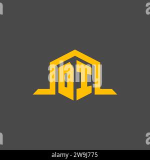 DI monogram initial logo with hexagon style design ideas Stock Vector