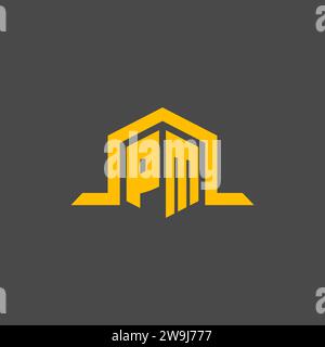 PM monogram initial logo with hexagon style design ideas Stock Vector