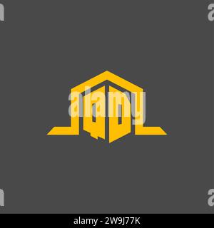 QD monogram initial logo with hexagon style design ideas Stock Vector