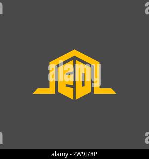 EO monogram initial logo with hexagon style design ideas Stock Vector