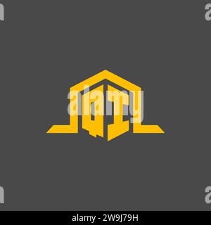 QI monogram initial logo with hexagon style design ideas Stock Vector