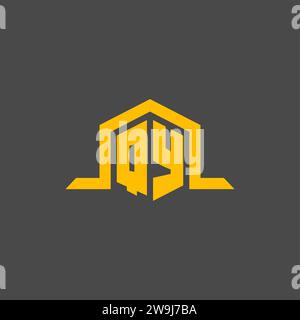 QY monogram initial logo with hexagon style design ideas Stock Vector