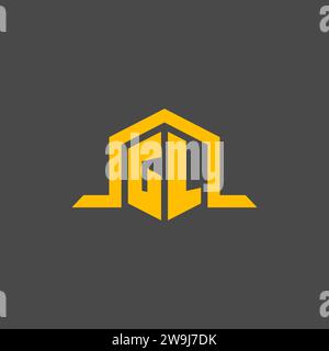GL monogram initial logo with hexagon style design ideas Stock Vector