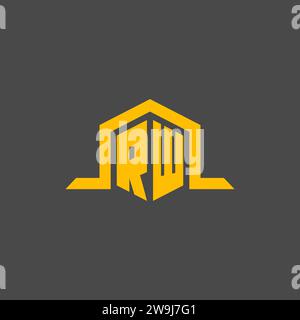 RW monogram initial logo with hexagon style design ideas Stock Vector