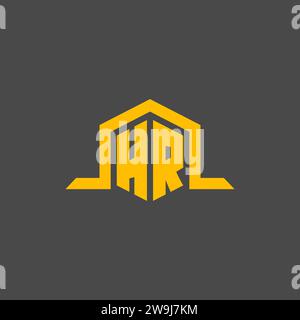HR monogram initial logo with hexagon style design ideas Stock Vector