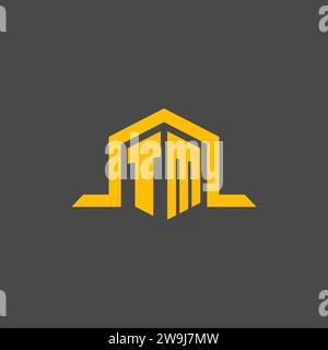 TM monogram initial logo with hexagon style design ideas Stock Vector