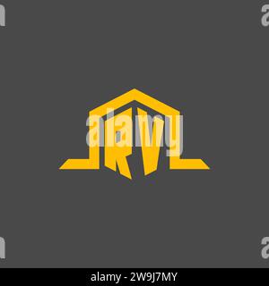 RV monogram initial logo with hexagon style design ideas Stock Vector
