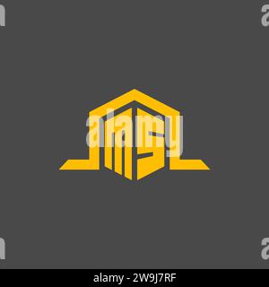 MS monogram initial logo with hexagon style design ideas Stock Vector
