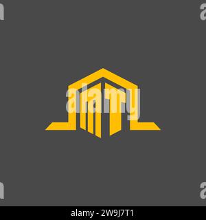 MT monogram initial logo with hexagon style design ideas Stock Vector