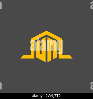 UN monogram initial logo with hexagon style design ideas Stock Vector