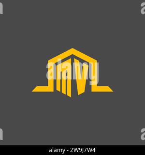 MV monogram initial logo with hexagon style design ideas Stock Vector