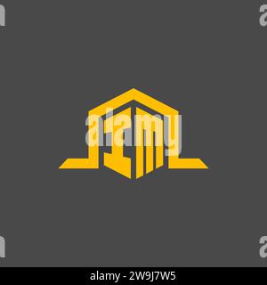 IM monogram initial logo with hexagon style design ideas Stock Vector