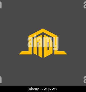 ND monogram initial logo with hexagon style design ideas Stock Vector