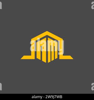 NM monogram initial logo with hexagon style design ideas Stock Vector