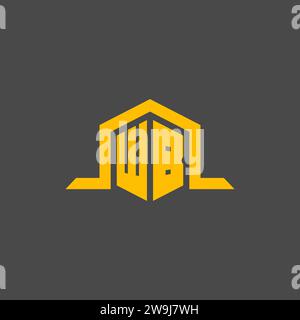WB monogram initial logo with hexagon style design ideas Stock Vector