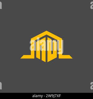 NU monogram initial logo with hexagon style design ideas Stock Vector