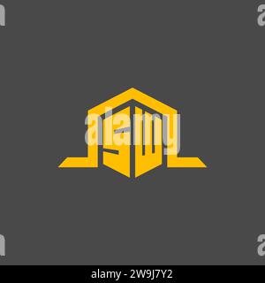 SW monogram initial logo with hexagon style design ideas Stock Vector