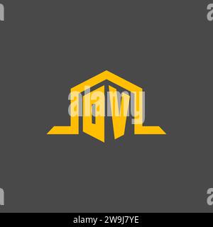 OV monogram initial logo with hexagon style design ideas Stock Vector
