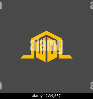 WD monogram initial logo with hexagon style design ideas Stock Vector