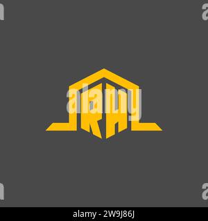 RH monogram initial logo with hexagon style design ideas Stock Vector