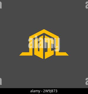UI monogram initial logo with hexagon style design ideas Stock Vector