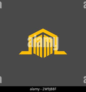 MM monogram initial logo with hexagon style design ideas Stock Vector