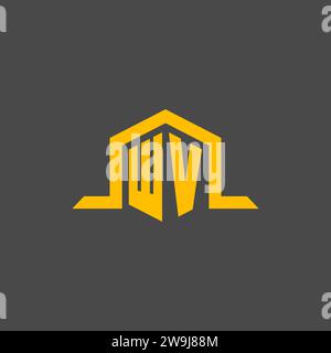 WV monogram initial logo with hexagon style design ideas Stock Vector
