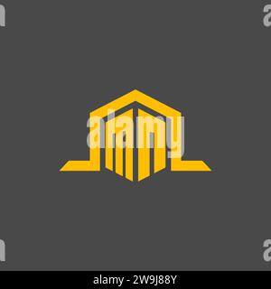 MN monogram initial logo with hexagon style design ideas Stock Vector