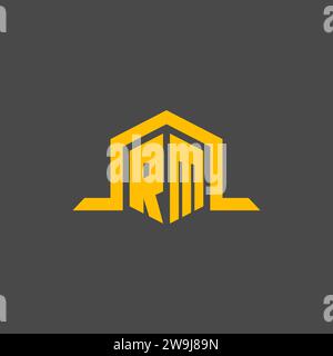 RM monogram initial logo with hexagon style design ideas Stock Vector