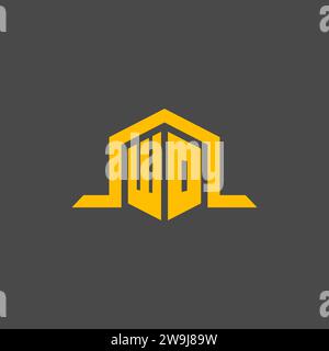WO monogram initial logo with hexagon style design ideas Stock Vector