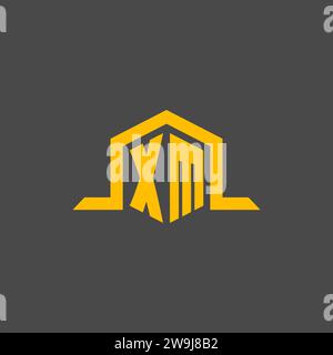 XM monogram initial logo with hexagon style design ideas Stock Vector