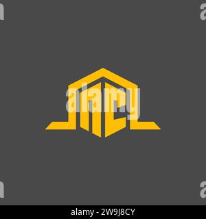 NC monogram initial logo with hexagon style design ideas Stock Vector