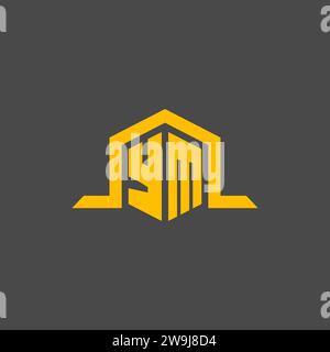 YM monogram initial logo with hexagon style design ideas Stock Vector