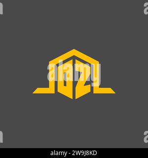 OZ monogram initial logo with hexagon style design ideas Stock Vector